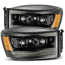 AlphaRex 06-08 Dodge Ram 1500HD PRO-Series Proj Headlights Plank Style Alpha Black w/Seq Signal/DRL-1