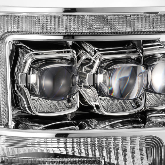 AlphaRex 11-16 Ford F-350 SD NOVA LED Proj Headlights Plank Style Chrm w/Activ Light/Seq Signal