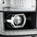 AlphaRex 11-16 Ford F-250 SD PRO-Series Projector Headlights Plank Style Design Black w/Seq Signal-2