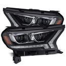 AlphaRex 19-21 Ford Ranger LUXX LED Proj Headlights Plank Style Black w/Seq Signal/DRL-1