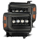 AlphaRex 14-18 GMC Sierra NOVA LED Proj Headlights Plnk Style Alpha Blk w/Activ Light/Seq Signal/DRL-1