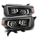 AlphaRex 10-13 Toyota 4Runner LUXX LED Proj Headlights Plank Style Black w/Seq Signal/DRL-1