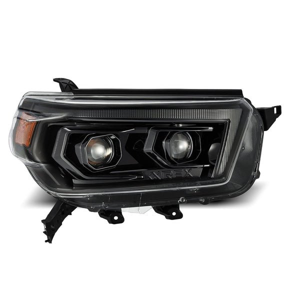 AlphaRex 10-13 Toyota 4Runner PRO-Series Proj Headlights Plank Style Alpha Blk w/Seq Signal/DRL