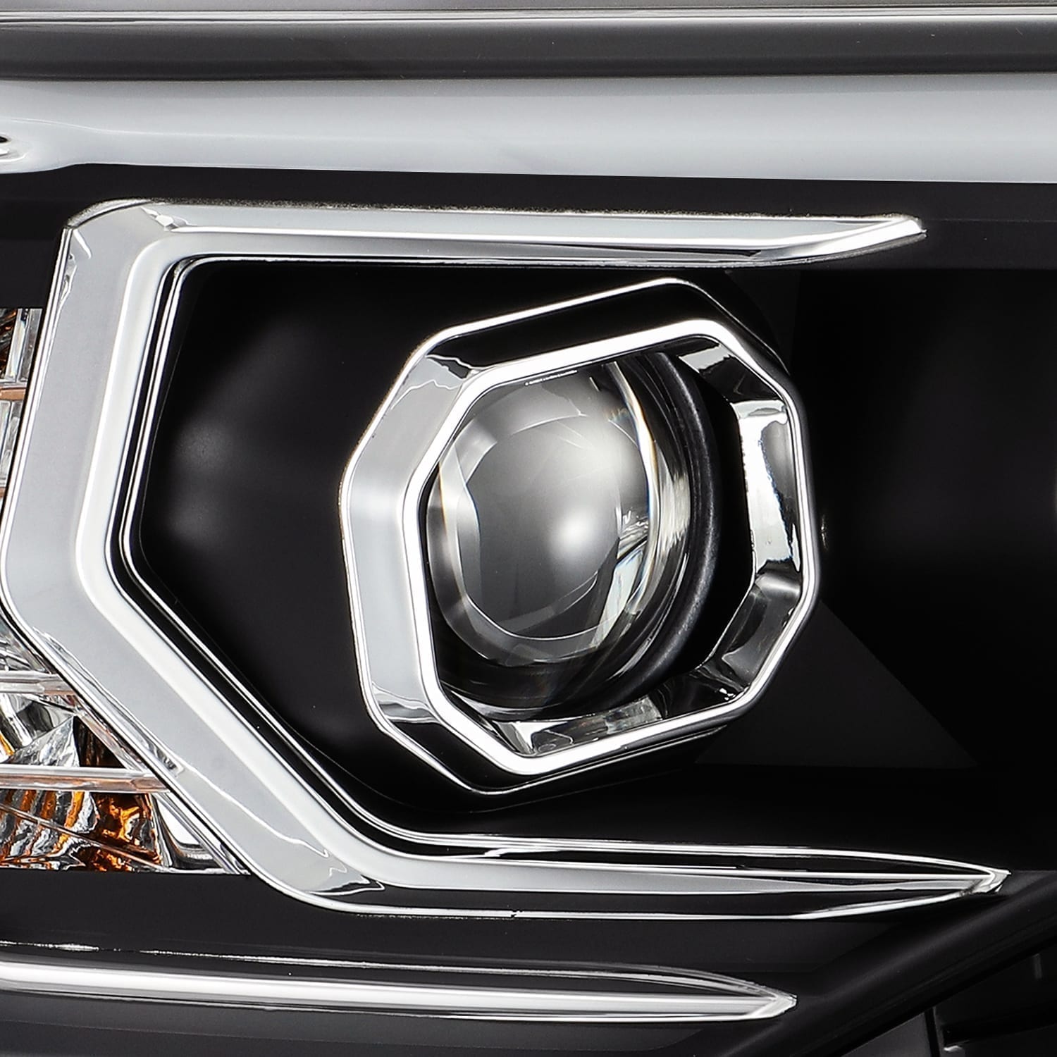 AlphaRex 14-20 Toyota 4Runner PRO-Series Projector Headlights Plank Style Black w/Sequential Signal - 0