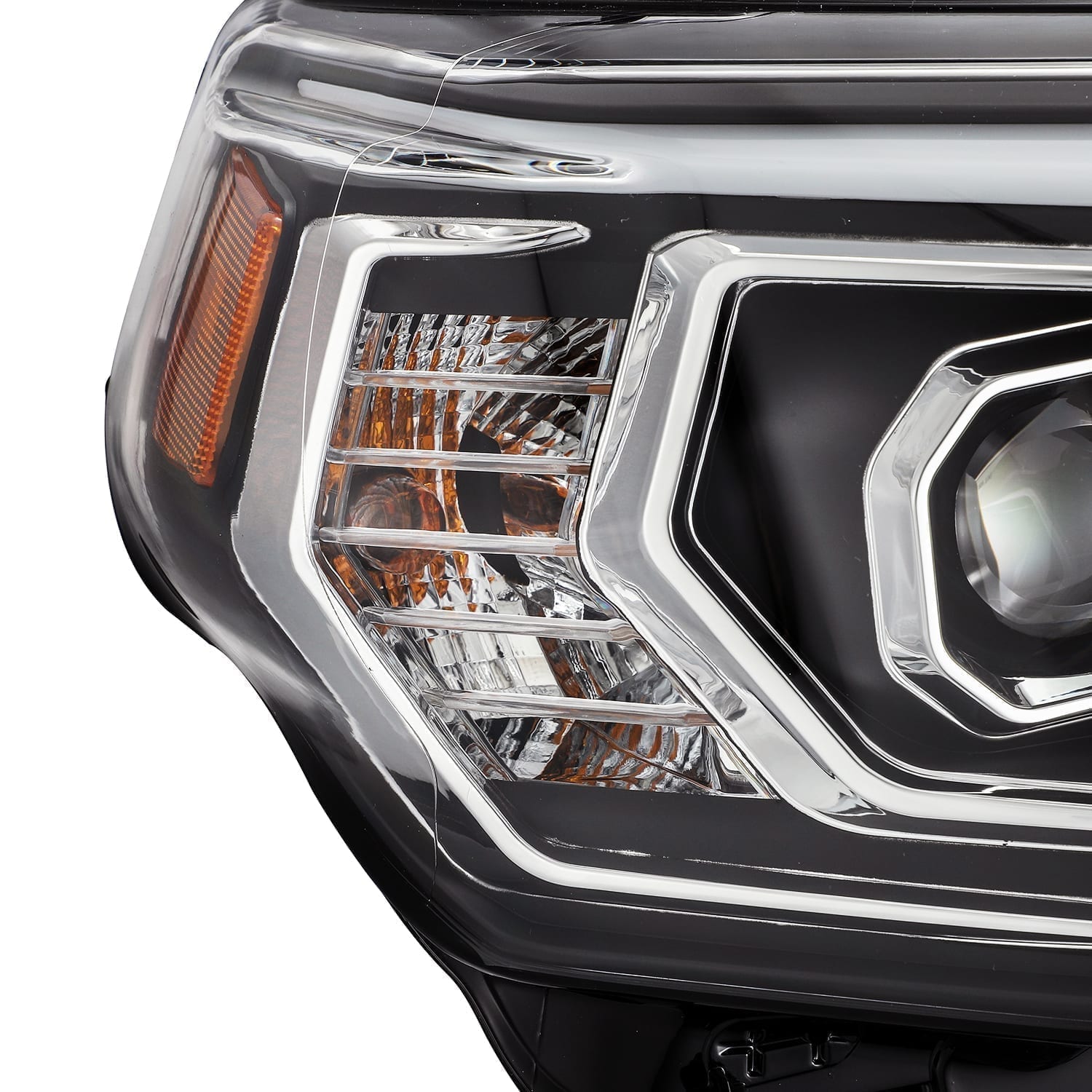 AlphaRex 14-20 Toyota 4Runner PRO-Series Projector Headlights Plank Style Black w/Sequential Signal