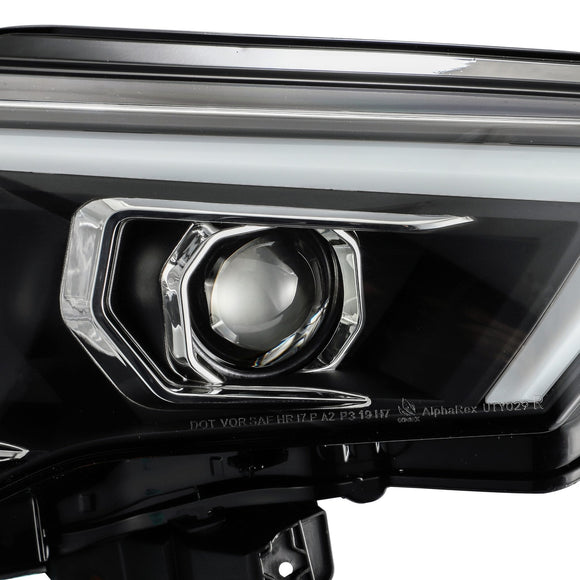AlphaRex 14-20 Toyota 4Runner PRO-Series Projector Headlights Plank Style Black w/Sequential Signal