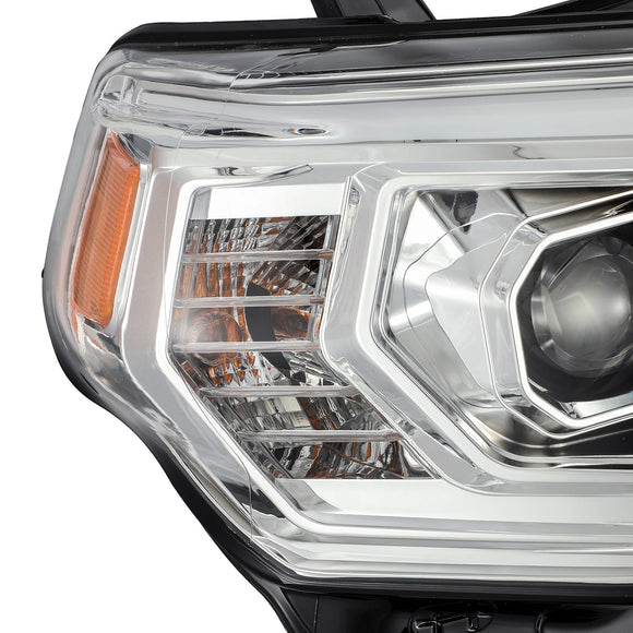 AlphaRex 14-20 Toyota 4Runner LUXX LED Proj Headlights Plank Style Chrome w/Activ Light/Seq Signal