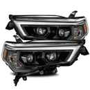 AlphaRex 14-20 Toyota 4Runner PRO-Series Projector Headlights Plank Style Alpha Black w/Seq Signal-1