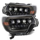 AlphaRex 12-15 Toyota Tacoma NOVA LED Proj Headlights Plank Alpha Blk w/Activ Light/Seq Signal/DRL-1