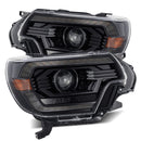 AlphaRex 12-15 Toyota Tacoma LUXX LED Projector Headlights Plank Style Alpha Black w/DRL-1