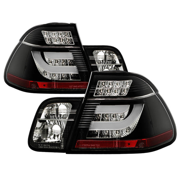 Spyder BMW E46 3-Series 02-05 4Dr Light Bar Style LED Tail Lights Black ALT-YD-BE4602-4D-LBLED-BK