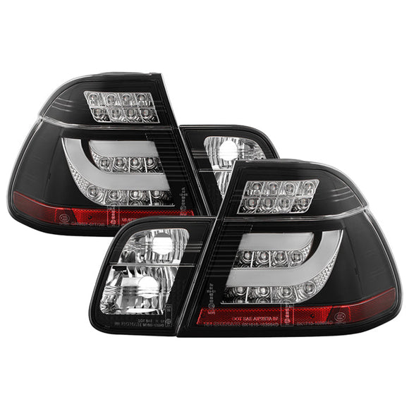 Spyder BMW E46 3-Series 99-01 4Dr Light Bar Style LED Tail Lights Black ALT-YD-BE4699-4D-LBLED-BK