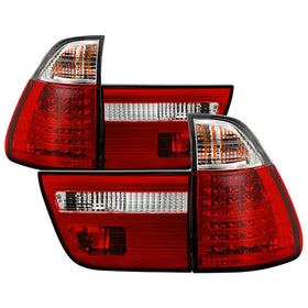 Spyder BMW E53 X5 00-06 4PCS LED Tail Lights Red Clear ALT-YD-BE5300-LED-RC