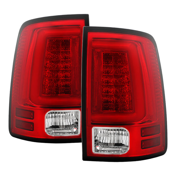 Spyder 09-16 Dodge Ram 1500 Light Bar LED Tail Lights - Red Clear ALT-YD-DRAM09V2-LED-RC