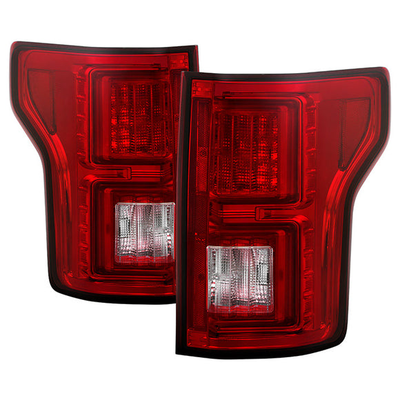 Spyder Ford F150 2015-2017 Light Bar LED Tail Lights - Red Clear ALT-YD-FF15015-LBLED-RC