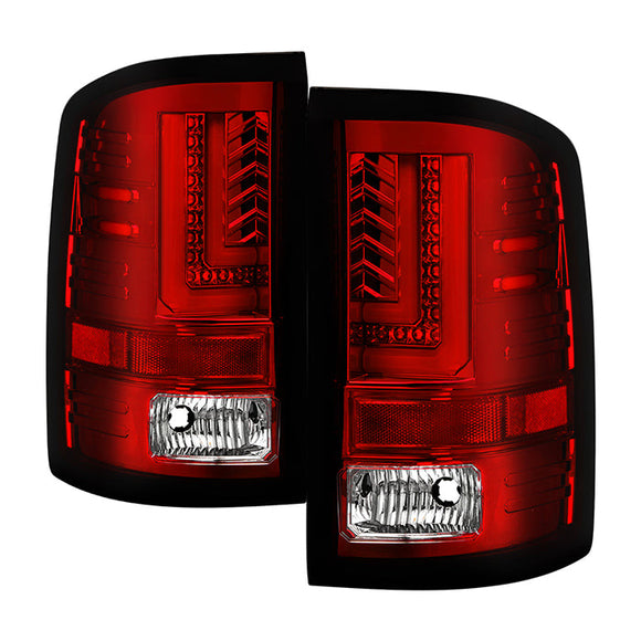 Spyder GMC Sierra 14-16 LED Tail Lights Red Clear ALT-YD-GS14-LBLED-RC