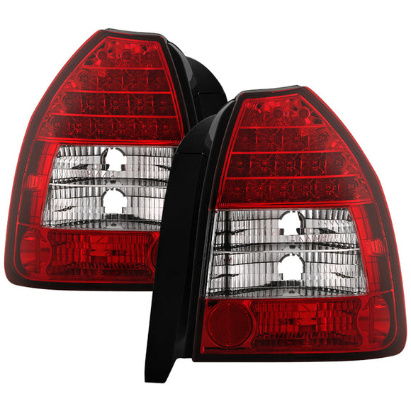 Spyder Honda Civic 96-00 3DR LED Tail Lights Red Clear ALT-YD-HC96-3D-LED-RC