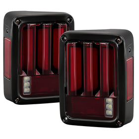 Spyder 07-16 Jeep Wrangler Version 2 Light Bar LED Tail Lights - Red Clear (ALT-YD-JWA07V2-LBLED-RC)