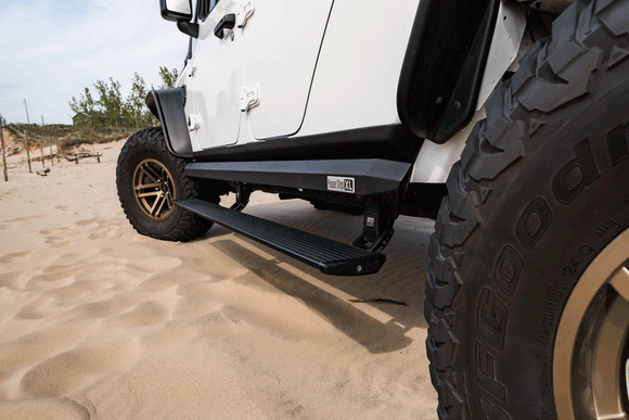AMP Research 2007-2018 Jeep Wrangler JKU 4DR PowerStep XL - Black (Incl OEM Style Illumination)