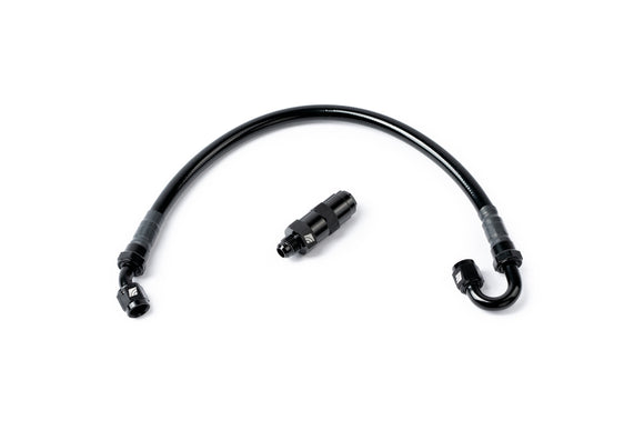 AMS Performance 5/16 Quick Connect to -6AN Inline Fuel Pulsation Damper w/ -6AN Fuel Line (For use on Nissan Z with AMS Fuel Filter AND Stage 1 or Stage 2 HPFP)