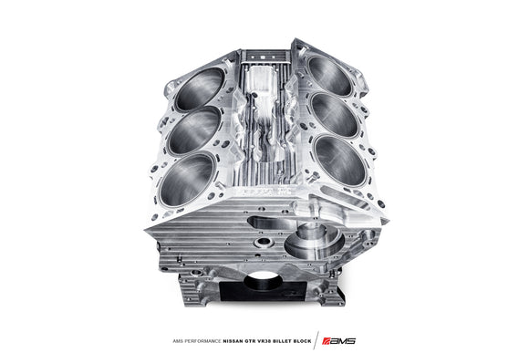 AMS Performance R35 GT-R CNC Billet VR38 Engine Block. Fully machined including ductile iron sleeves. Ready for Final Machining Finishing