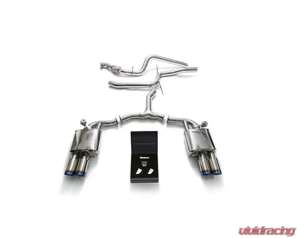 ARMYTRIX Valvetronic Exhaust System Audi A4 | A4 Avant B9 2.0 TFSI 2WD Non-OPF 2016+ - True Titanium Blue