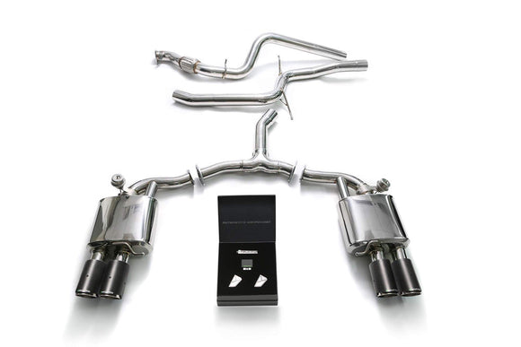 ARMYTRIX Stainless Steel Valvetronic Catback Exhaust System Quad Tips Audi A4 2.0L TFSI B9 4WD 17+