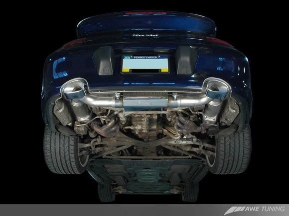 AWE Performance Exhaust with 200 cell cats for Porsche 996TT / GT2