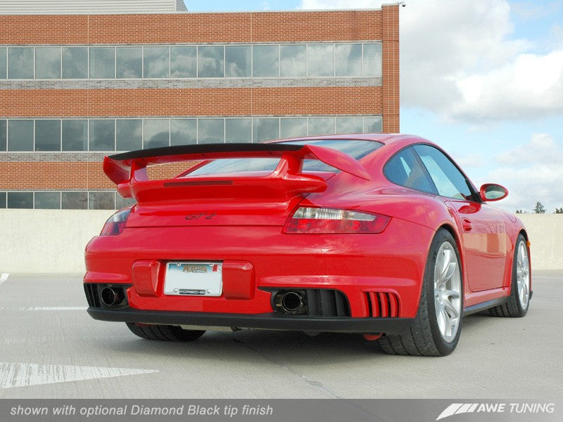 AWE Performance Muffler with 200 Cell Cats for 997 GT2 - Diamond Black Tips