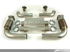 AWE Performance Muffler with 200 Cell Cats for 997 GT2 - Chrome Silver Tips