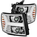 AlphaRex 07-13 Chevy 1500 LUXX LED Proj Headlights Plank Design Chrome w/ Activ Light/Seq Signal/DRL-1