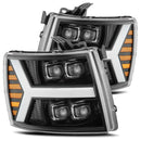 AlphaRex 07-13 Chevy 1500HD(NewBody) NOVA LED Proj Headlight Plank Sty Glos Blk w/Activ Lite/Seq Sig-1