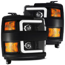 AlphaRex 15-19 Chevy 2500HD PRO-Series Proj Headlights Plank Jet Blk w/Activ Light/Seq Signal/DRL-1