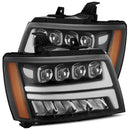 AlphaRex 07-13 Chevy Avalanche NOVA LED Proj Headlights Plank Style Gloss Black w/Activ Light/DRL-1
