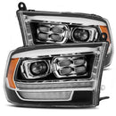 AlphaRex 09-18 Dodge Ram 2500 LUXX LED Proj Headlights Plank Style Black w/Activ Light/DRL-1