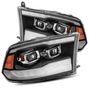 AlphaRex 09-18 Dodge Ram 1500HD LUXX LED Proj Headlights Plnk Style Blk w/Activ Light/Seq Signal/DRL-1