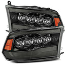 AlphaRex 09-18 Dodge Ram 1500HD NOVA LED Projector Headlights Plank Style Design Alpha Black w/DRL-1