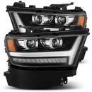 AlphaRex 19-20 Ram 1500HD PRO-Series Proj Headlights Plnk Style Jet Blk w/Activ Light/Seq Signal/DRL-1