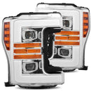 AlphaRex 17-19 Ford F-250 SD PRO-Series Proj Headlights Plank Style Chrome w/Activ Light/Seq Signal-1