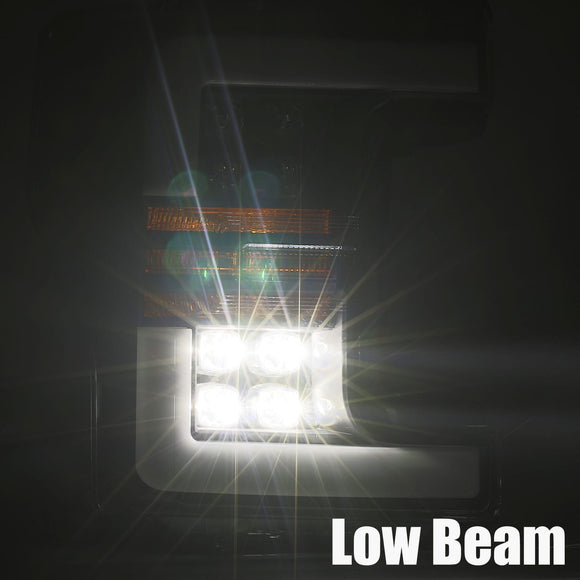 AlphaRex 17-19 Ford F-250 SD NOVA LED Proj Headlights Plank Style Matte Blk w/Activ Light/Seq Signal