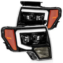 AlphaRex 09-14 Ford F-150 PRO-Series Proj Headlights Plank Style Gloss Blk w/Activ Light/Seq Signal-1