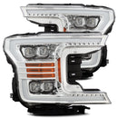 AlphaRex 18-19 Ford F-150 NOVA LED Projector Headlights Plank Style Chrome w/ActivLight/Seq Signal-1