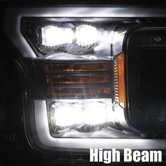AlphaRex 18-19 Ford F-150 NOVA LED Projector Headlights Plank Style Chrome w/ActivLight/Seq Signal