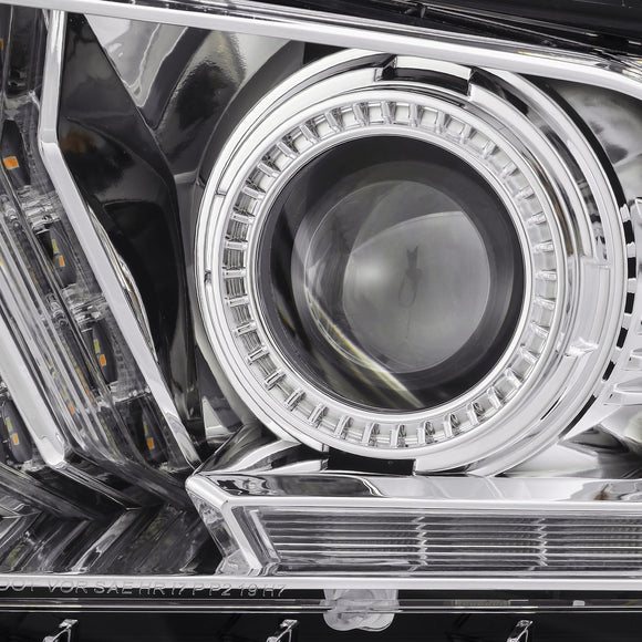 AlphaRex 10-12 Ford Mustang PRO-Series Projector Headlights Plank Style Chrome w/Top/Bottom DRL