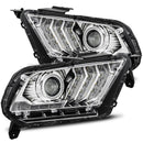 AlphaRex 10-12 Ford Mustang PRO-Series Projector Headlights Plank Style Chrome w/Top/Bottom DRL-1