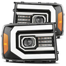 AlphaRex 07-13 GMC 1500HD PRO-Series Proj Headlights Plank Style Gloss Blk w/Activ Light/Seq Signal-1
