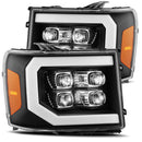 AlphaRex 07-13 GMC 1500HD NOVA LED Proj Headlight Plank Style Gloss Blk w/Activ Light/Seq Signal/DRL-1
