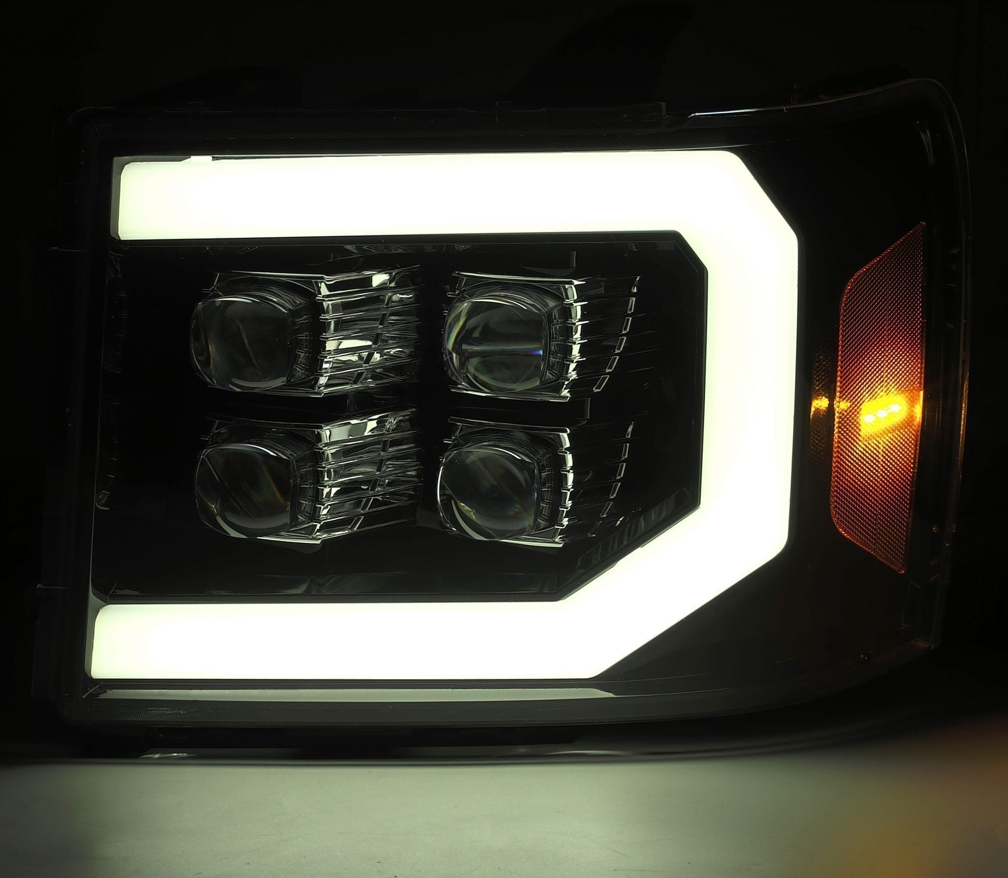 AlphaRex 07-13 GMC 1500HD NOVA LED Proj Headlights Plank Style Chrome w/Activ Light/Seq Signal/DRL - 0
