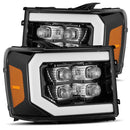 AlphaRex 07-13 GMC 1500HD NOVA LED Proj Headlights Plank - Jet Black w/Activ Light/Seq Signal/DRL-1