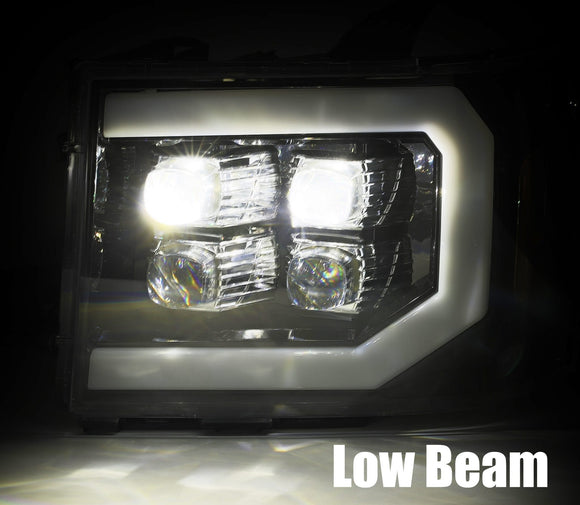 AlphaRex 07-13 GMC 1500HD NOVA LED Proj Headlights Plank - Jet Black w/Activ Light/Seq Signal/DRL